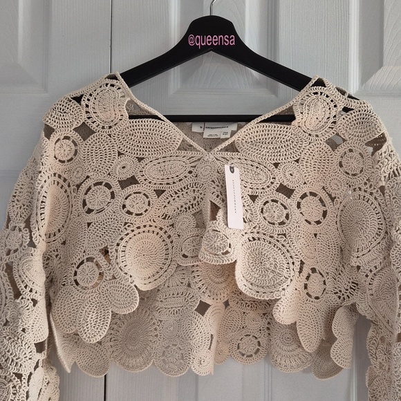 Anthropologie Patterned Crochet Shrug Top - Picture 14 of 15